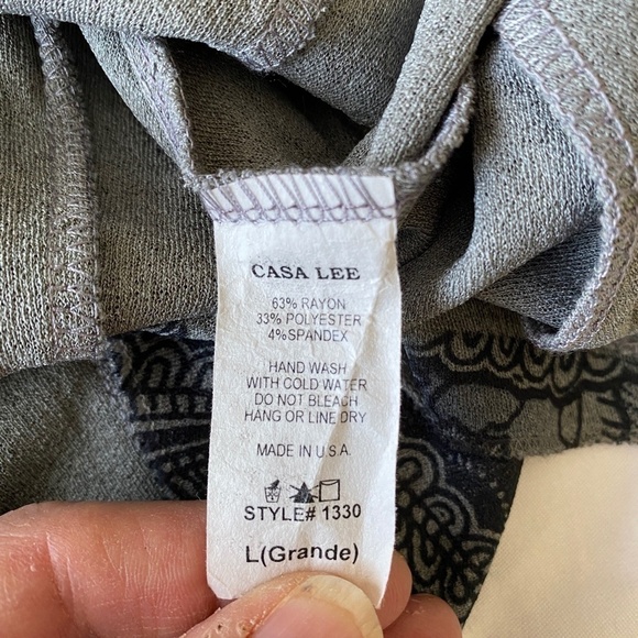 Casa Lee Women's Gray Boho Print Long‎ Sleeve Tunic Blouse Size Large - Picture 10 of 11